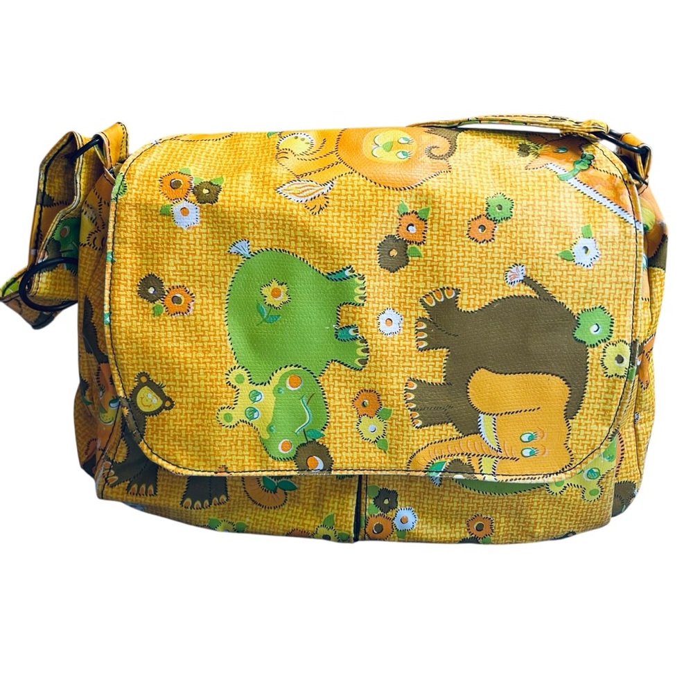 Vintage Handmade Colorful Animal Print Satchel
